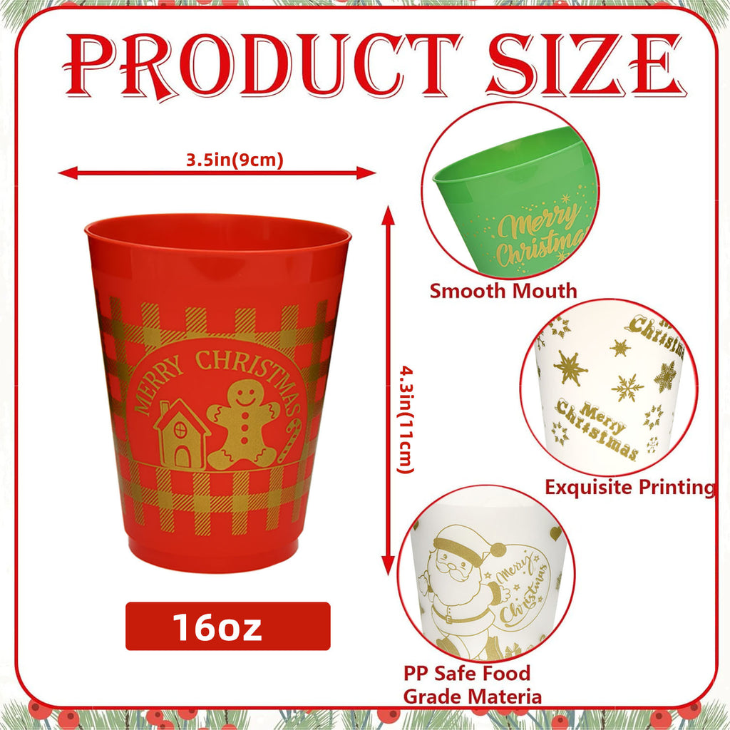 Christmas Drink Cups Set of 12 - Festive Party Cups - LumiqHome