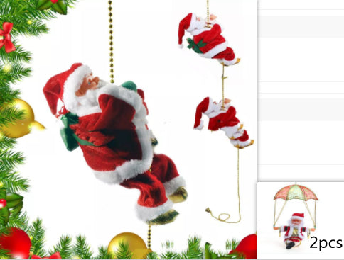 Electric Santa Claus climbing ladder wide lifestyle tree LumiqHome