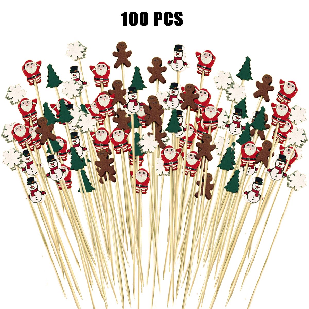 Christmas Cocktail Picks – Disposable Bamboo Decorative Skewers – LumiqHome