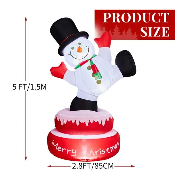 4.8ft LED Inflatable Rotating Snowman with Motor - Outdoor Yard Decor - LumiqHome