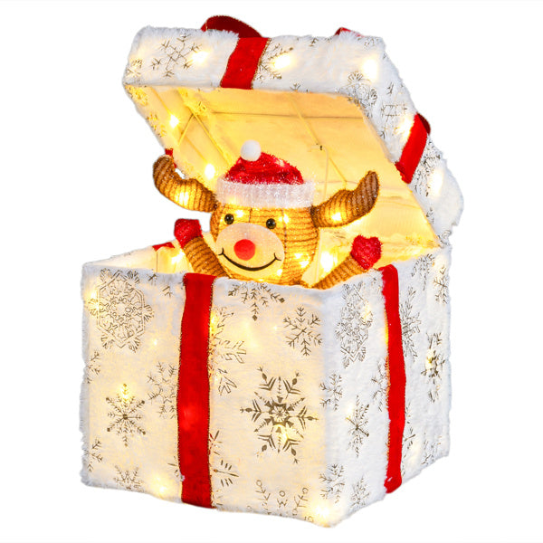 12in Motorized Pop-up Gift Box With Reindeer, Outdoor C by LumiqHome – elegant led christmas décor in a cozy setting