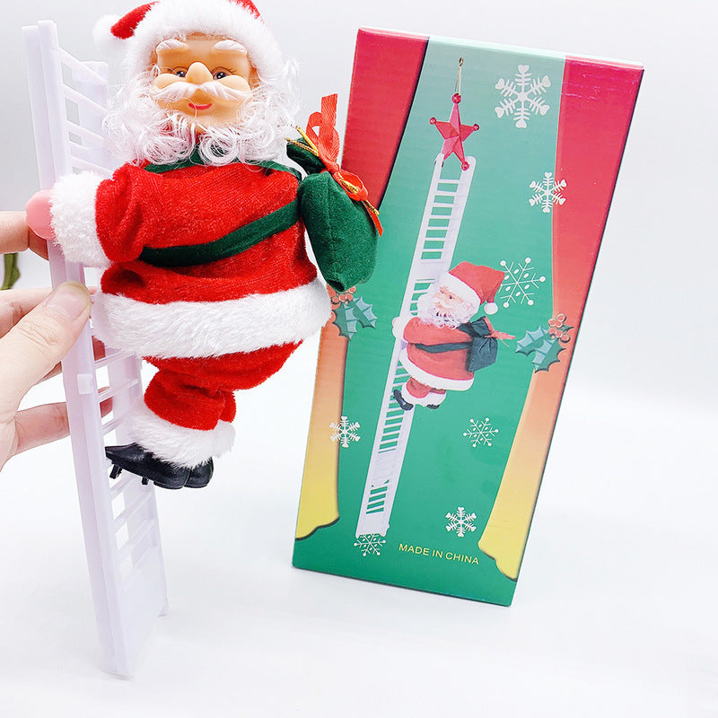 Electric Santa Claus climbing ladder full product shot LumiqHome