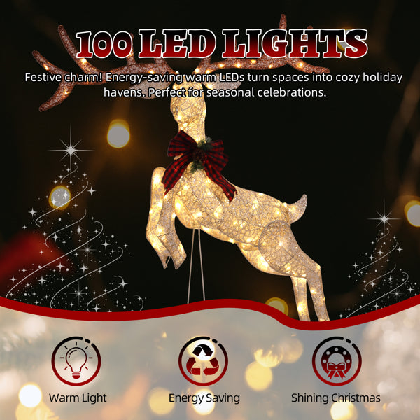 5ft Pre-Lit Jumping Reindeer Christmas Decoration - Warm White LED - LumiqHome