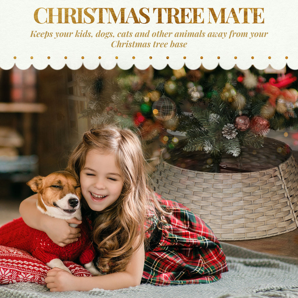 Rustic Christmas Tree Skirt – Rattan Stand Base Cover