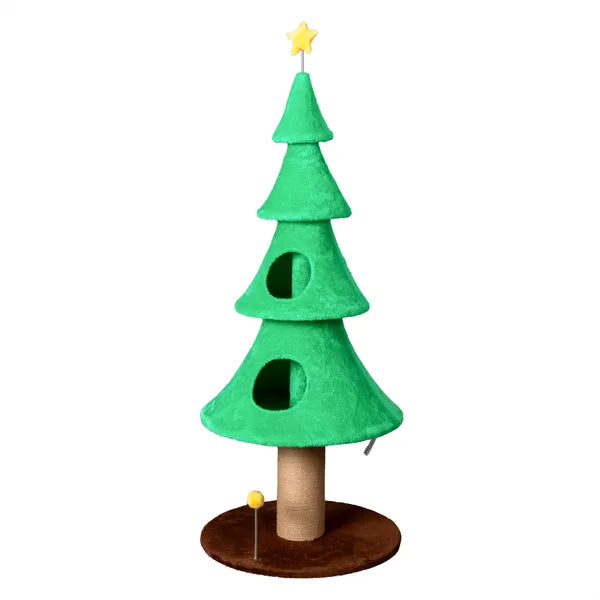 59" Christmas Tree Cat Tower – Large Cat Tree with Condos & Scratching Post – LumiqHome