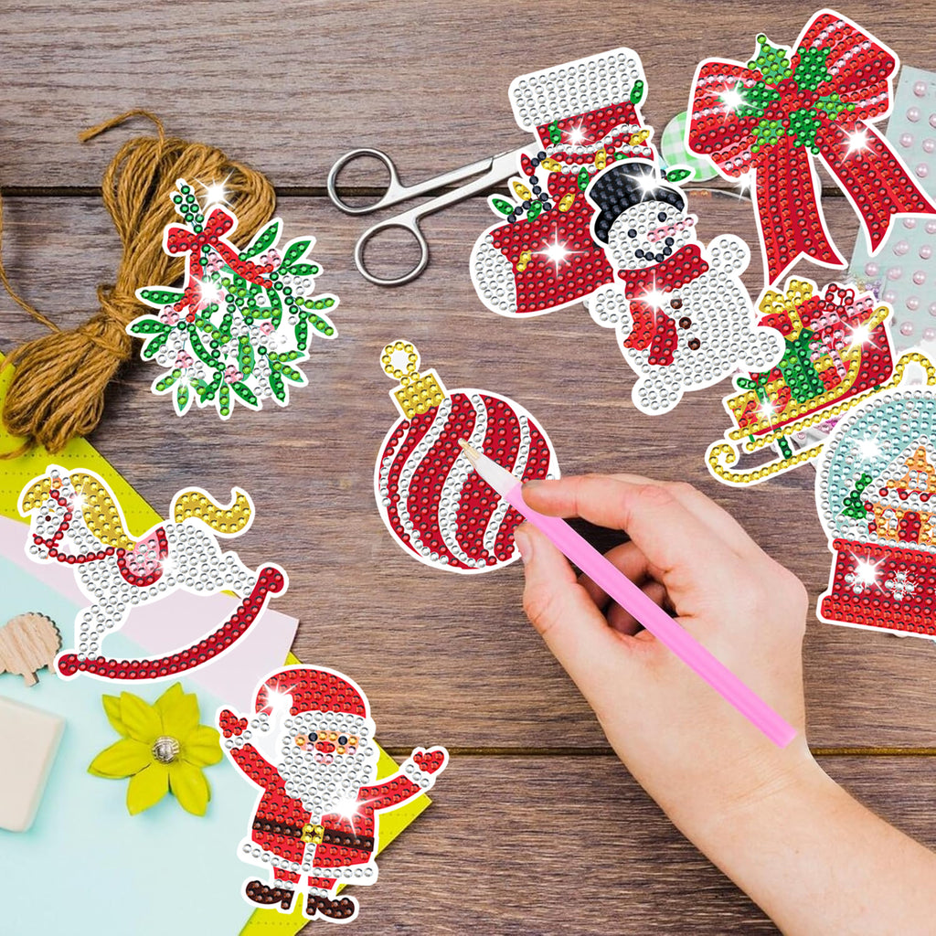 Christmas Rhinestone Painting Kits Set of 12 - DIY Festive Craft - LumiqHome