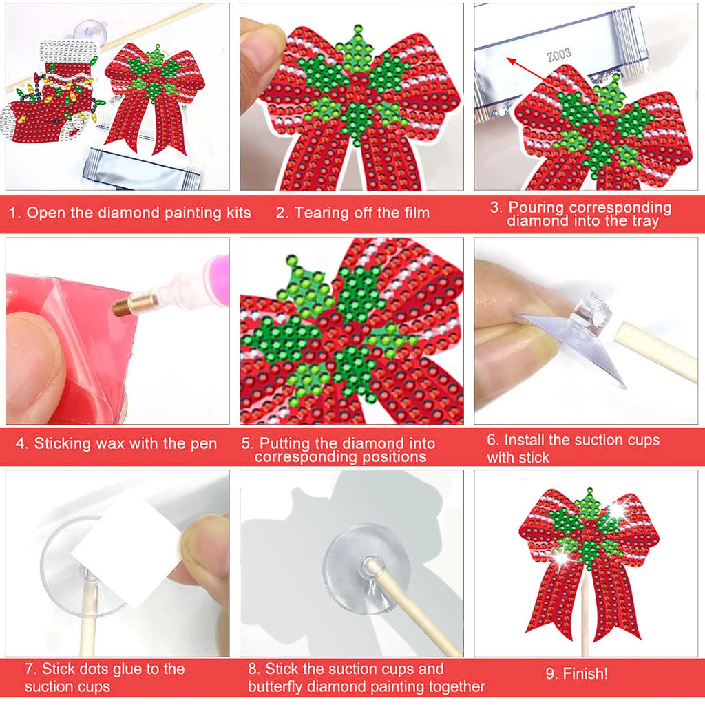 Christmas Rhinestone Painting Kits Set of 12 - DIY Garden Stake Decorations - LumiqHome