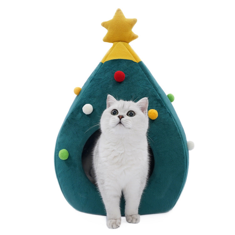 Pet Christmas Tree Cat Bed Cat Mat Kennel Felt Litt by LumiqHome