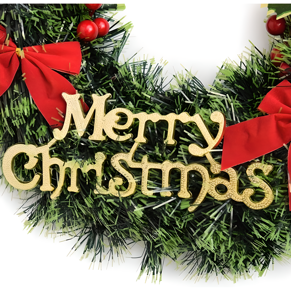 20-inch Bell-Style Christmas Wreath - Warm or Coloured Light - LumiqHome