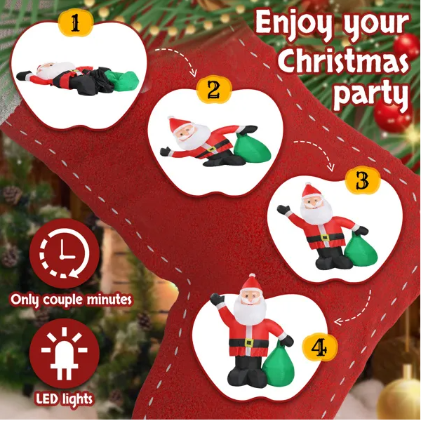 6ft LED Inflatable Santa Claus with Large Gift Bag - Outdoor Yard Decor - LumiqHome