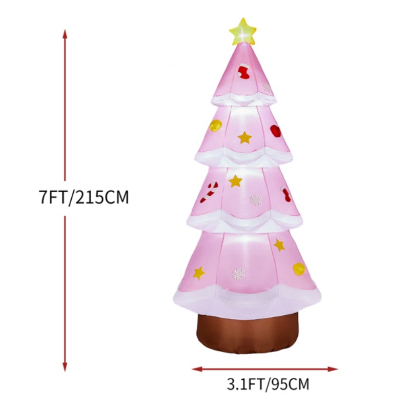 7.2ft LED Inflatable Pink Christmas Tree - Outdoor Yard Decoration - LumiqHome