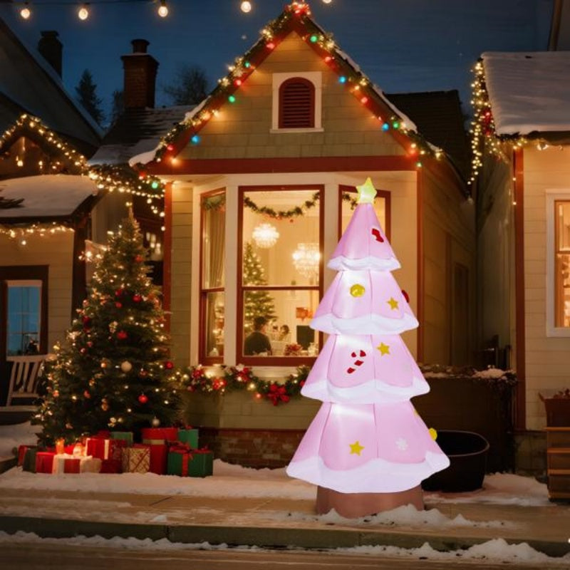 7.2ft LED Inflatable Pink Christmas Tree - Outdoor Yard Decoration - LumiqHome