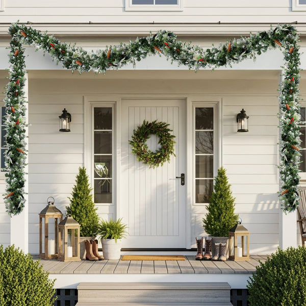 2 Pack 9FT Pre-lit Snow Flocked Christmas Garland, Ligh – LumiqHome