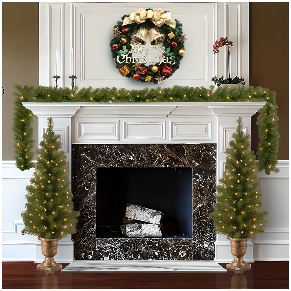 20-inch Bell-Style Christmas Wreath - Warm or Coloured Light - LumiqHome