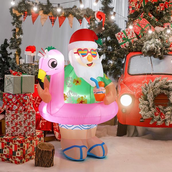 5.9ft LED Inflatable Hawaii Santa Claus - Outdoor Yard Christmas Decoration - LumiqHome