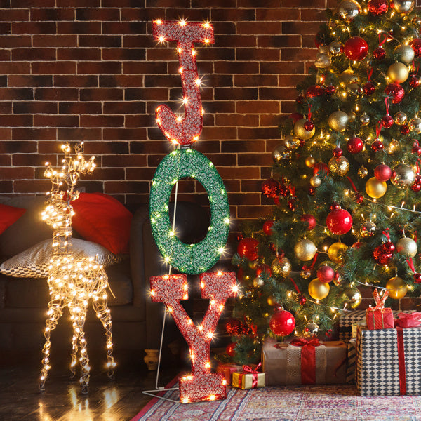 29X27X99cm, JOY Letter 2D Warm White Light, Mesh Powder by LumiqHome – elegant led christmas décor in a cozy setting