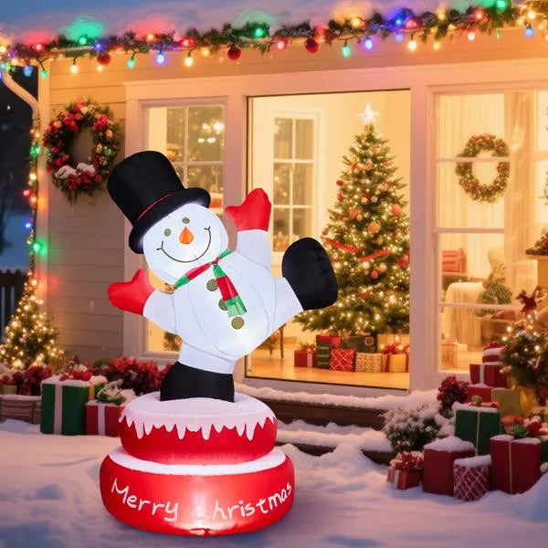 4.8ft LED Inflatable Rotating Snowman with Motor - Outdoor Yard Decor - LumiqHome