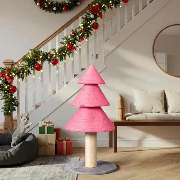 31.5" Christmas Tree Cat Scratcher - Large Sisal Scratching Post Tower - LumiqHome