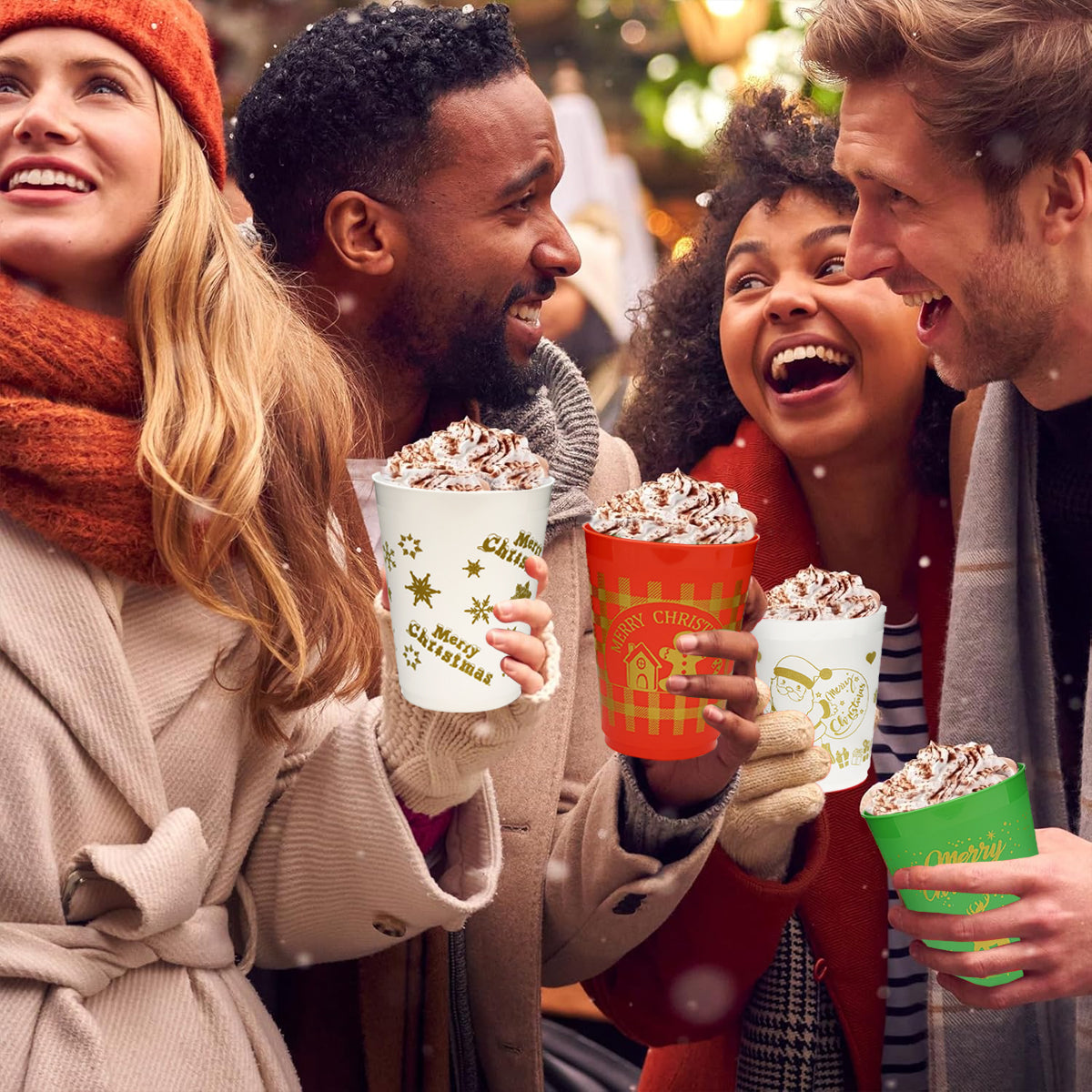 Christmas Drink Cups Set of 12 - Festive Party Cups - LumiqHome