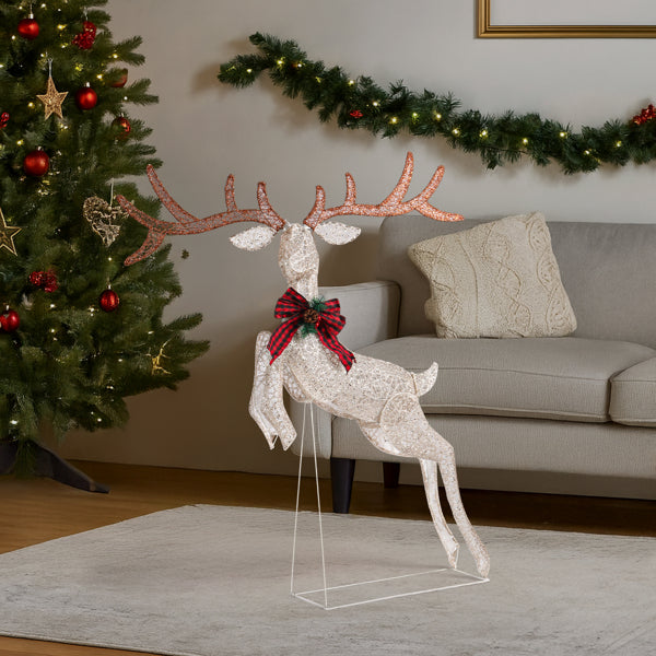 5ft Pre-Lit Jumping Reindeer Christmas Decoration - Warm White LED - LumiqHome
