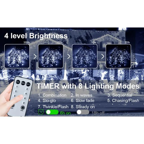 105ft Outdoor Christmas Decoration Lights,1000 LED 8 Mo – LumiqHome