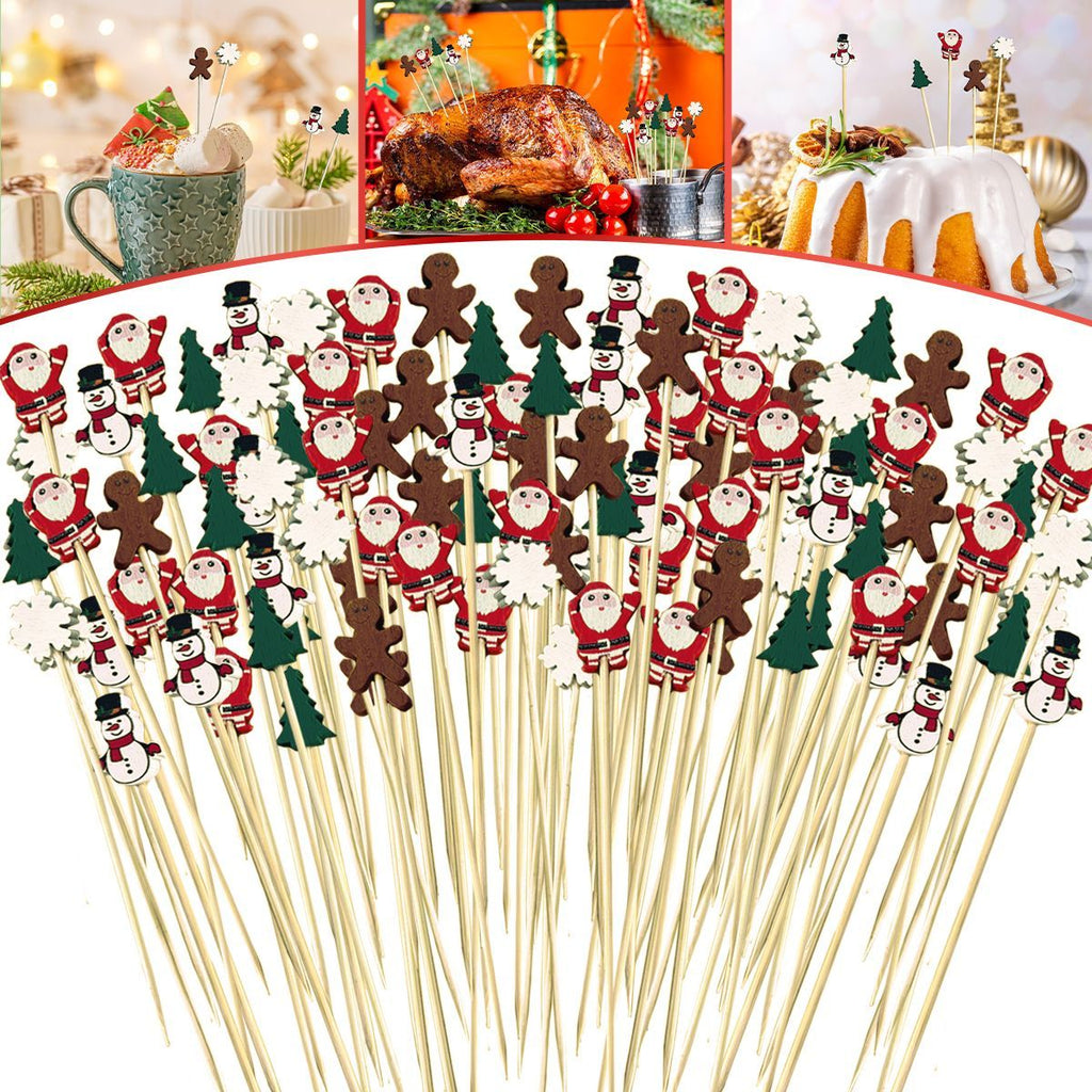 Christmas Cocktail Picks Cute Disposable Bamboo Decorat by LumiqHome – elegant holiday home décor in a cozy setting