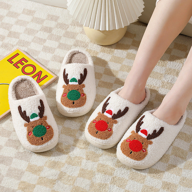 Winter warm Christmas elk cotton slippers colorful lifestyle hand LumiqHome