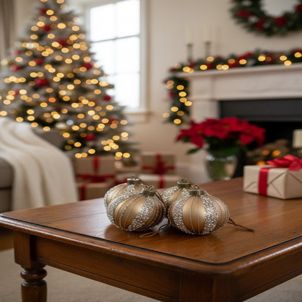 4PCS Set Christmas Glass Ball Ornaments Holiday Tree Ha – LumiqHome