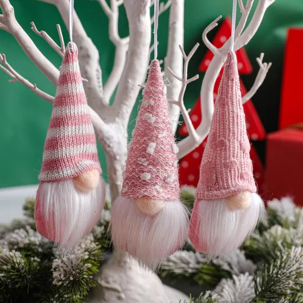 Christmas Gnome Hanging Ornaments Set of 12 - Tomte Plush Tree Decorations - LumiqHome