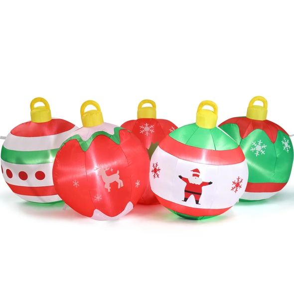 6.9ft LED Inflatable Five Christmas Balls - Outdoor Yard Decoration - LumiqHome