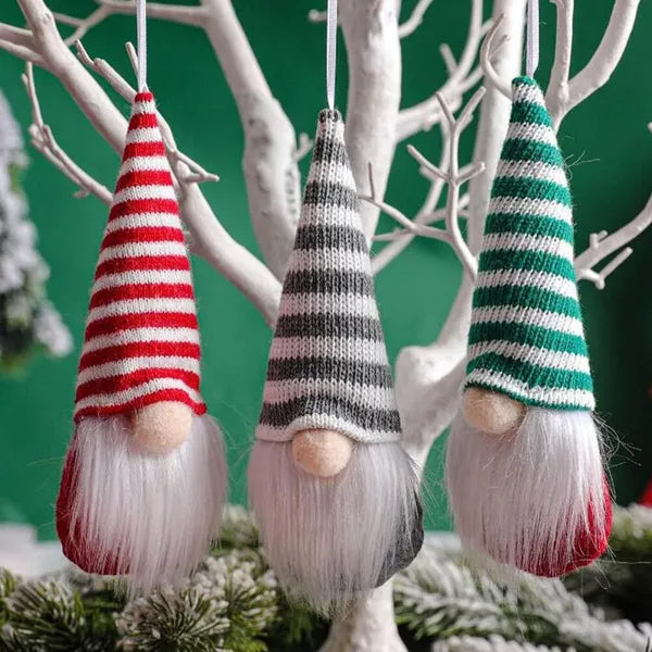 Christmas Gnome Hanging Ornaments Set of 12 - Tomte Plush Tree Decorations - LumiqHome