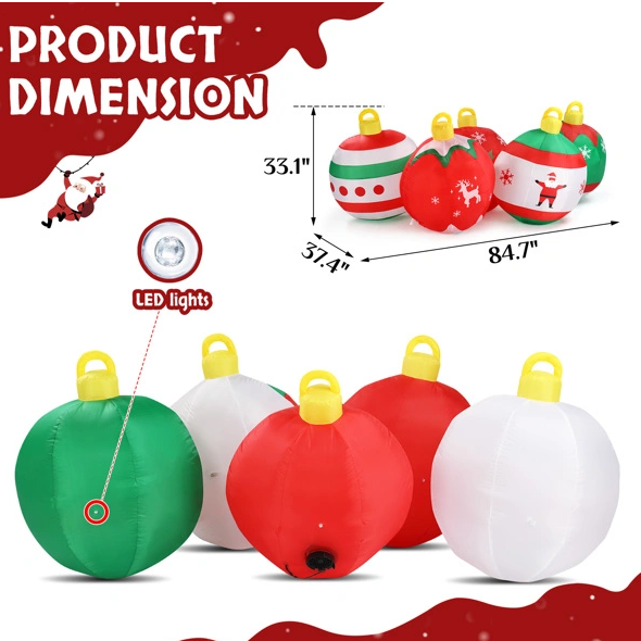 6.9ft LED Inflatable Five Christmas Balls - Outdoor Yard Decoration - LumiqHome