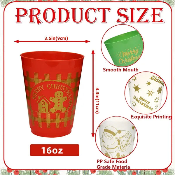 Christmas Plastic Tumblers Set of 12 – 16oz Reusable Party Cups – LumiqHome