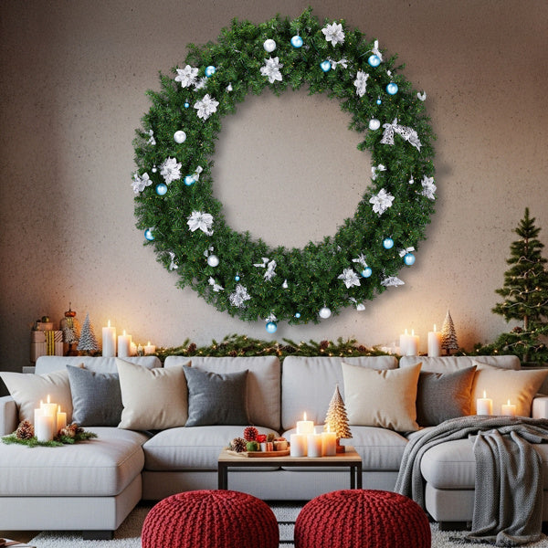 60in Pre-lit Christmas Wreath, Lighted Artificial Xmas by LumiqHome – elegant led christmas décor in a cozy setting