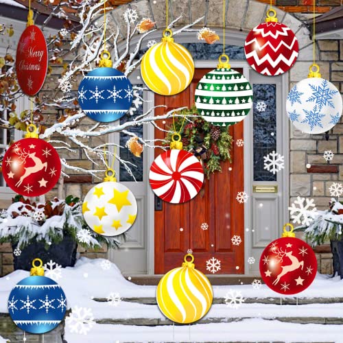 Christmas Yard Signs with Stakes & Cords Set of 9 - Christmas Balls Design - LumiqHome