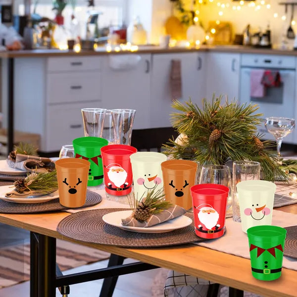 Christmas Drink Cups Set of 12 - 4 Festive Patterns - LumiqHome