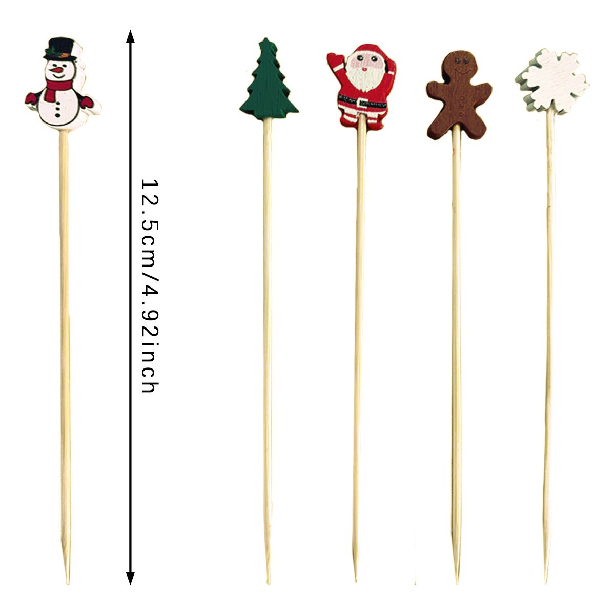 Christmas Cocktail Picks – Disposable Bamboo Decorative Skewers – LumiqHome