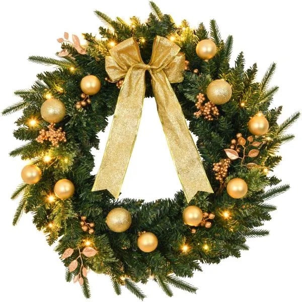 24in Pre-lit Battery Powered Christmas Wreath With Remo by LumiqHome – elegant led christmas décor in a cozy setting