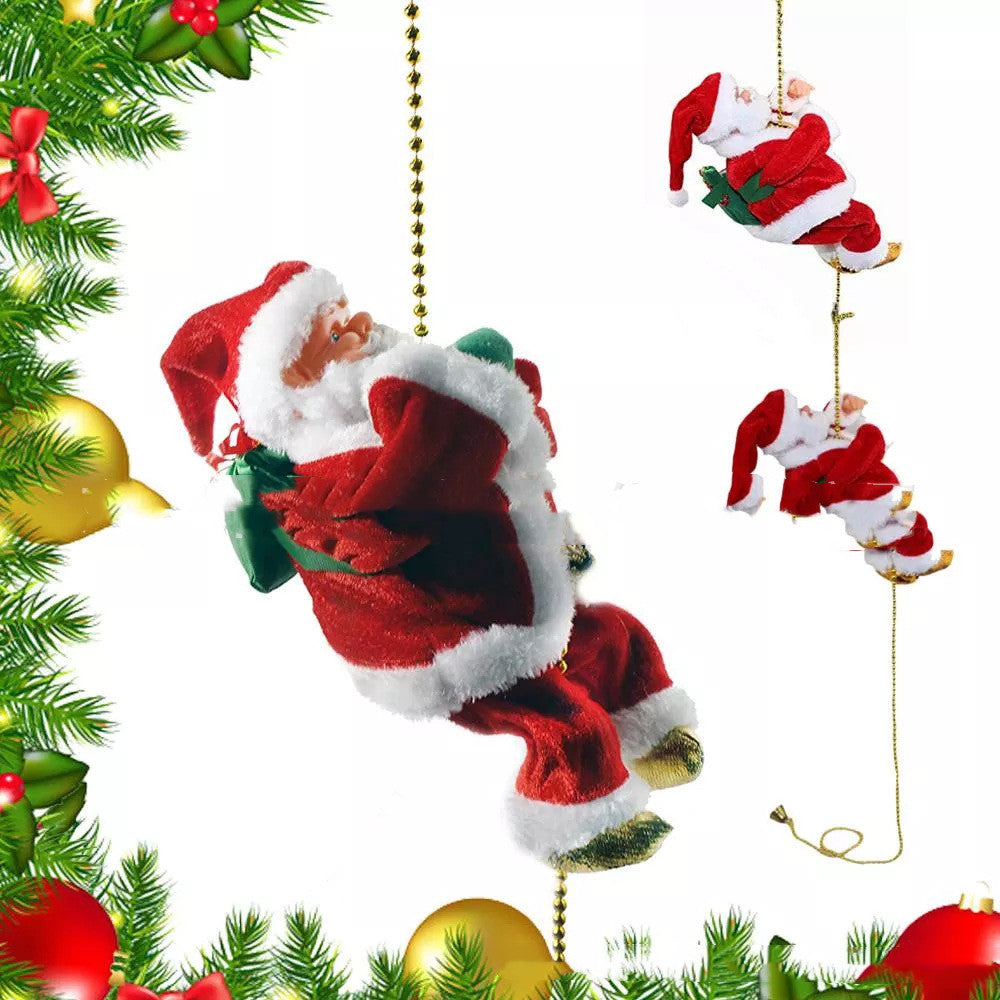 Electric Santa Claus climbing ladder hanging Christmas tree LumiqHome