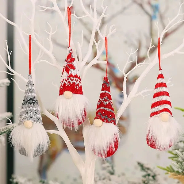 Handmade Swedish Christmas Gnome Ornaments Set of 8 - Scandinavian Plush - LumiqHome
