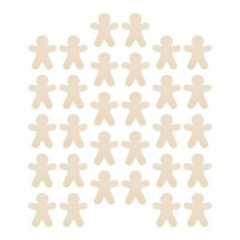 Unpainted Gingerbread Man Wood Slices for DIY Crafts - Set of 30 - LumiqHome