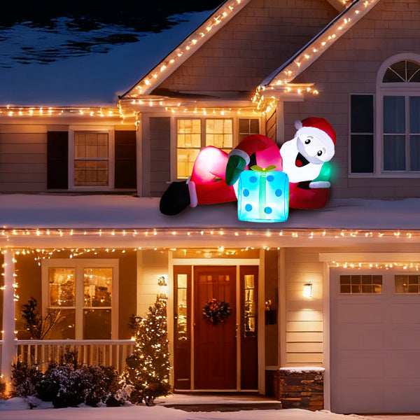 7ft LED Inflatable Santa Lying on Floor - Funny Outdoor Yard Christmas Decor - LumiqHome