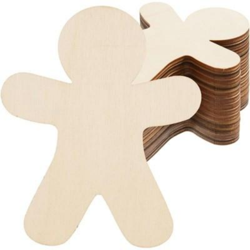 Unpainted Gingerbread Man Wood Slices for DIY Crafts - Set of 30 - LumiqHome