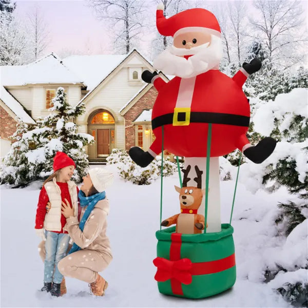8ft LED Inflatable Santa Claus and Reindeer - Outdoor Christmas Decoration - LumiqHome