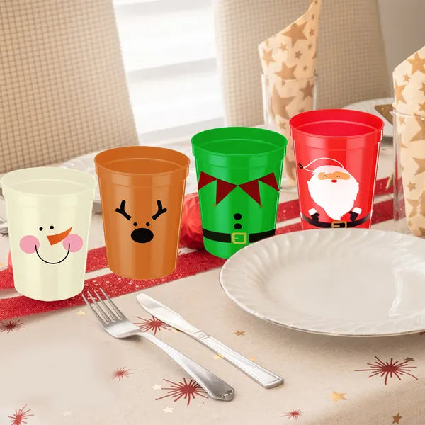 Christmas Drink Cups Set of 12 - 4 Festive Patterns - LumiqHome