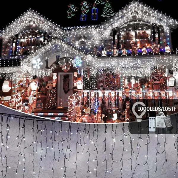 105ft Outdoor Christmas Decoration Lights,1000 LED 8 Mo by LumiqHome – elegant led christmas décor in a cozy setting
