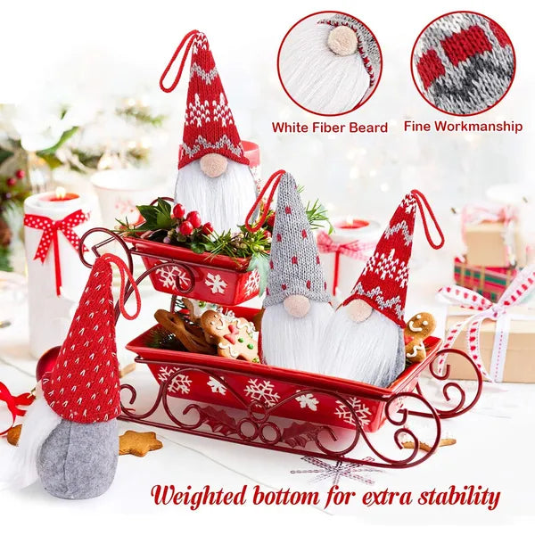 Handmade Swedish Christmas Gnome Ornaments Set of 8 - Scandinavian Plush - LumiqHome