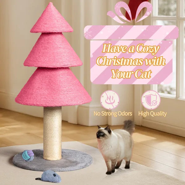 31.5" Christmas Tree Cat Scratcher - Large Sisal Scratching Post Tower - LumiqHome