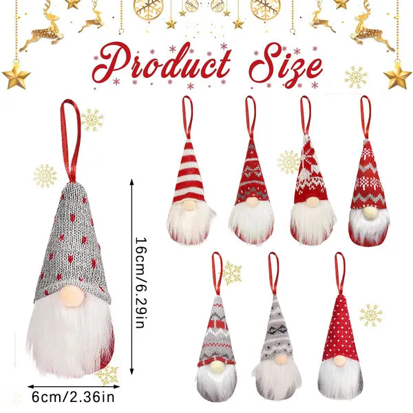 Handmade Swedish Christmas Gnome Ornaments Set of 8 - Scandinavian Plush - LumiqHome