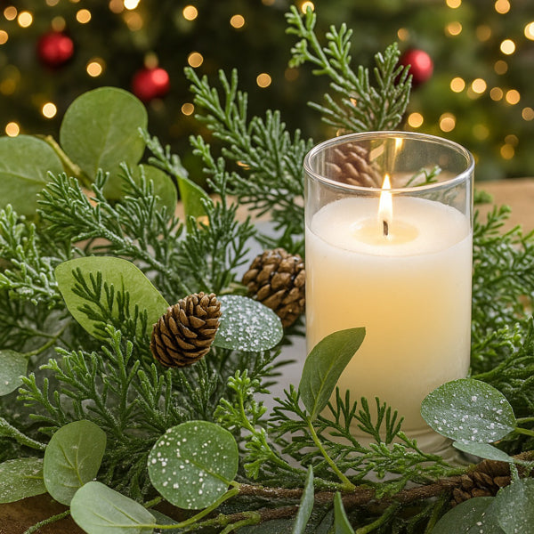 Christmas Eucalyptus Candle Ring Wreaths Set of 2 - 14.2in - LumiqHome